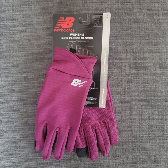 New Balance Women Pink Grid Fleece Touch -Tip Technology Gloves Size Lar… - Picture 2 of 15